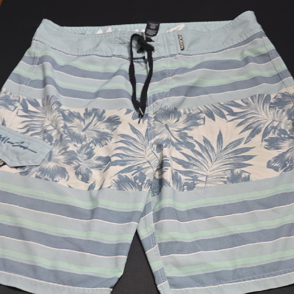 Maui and Sons Blue‎ and Green Striped Board Shorts